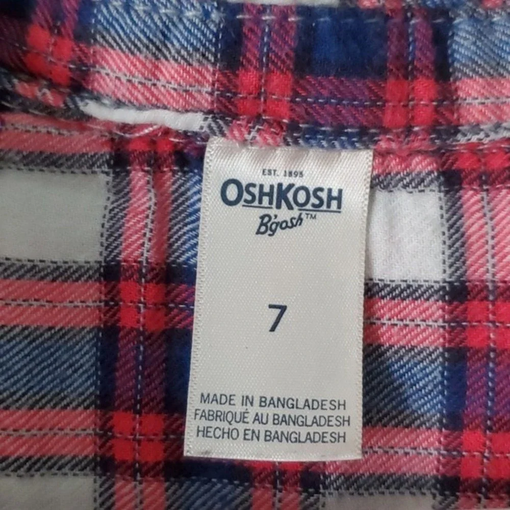 OshKosh Girls Plaid Long Sleeve Dress‎ or Tunic Size 7